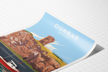 Dunbar Print - Travel Poster - Firth of Forth - Dunbar Harbour - Scottish Wall Art - Scotland Gift