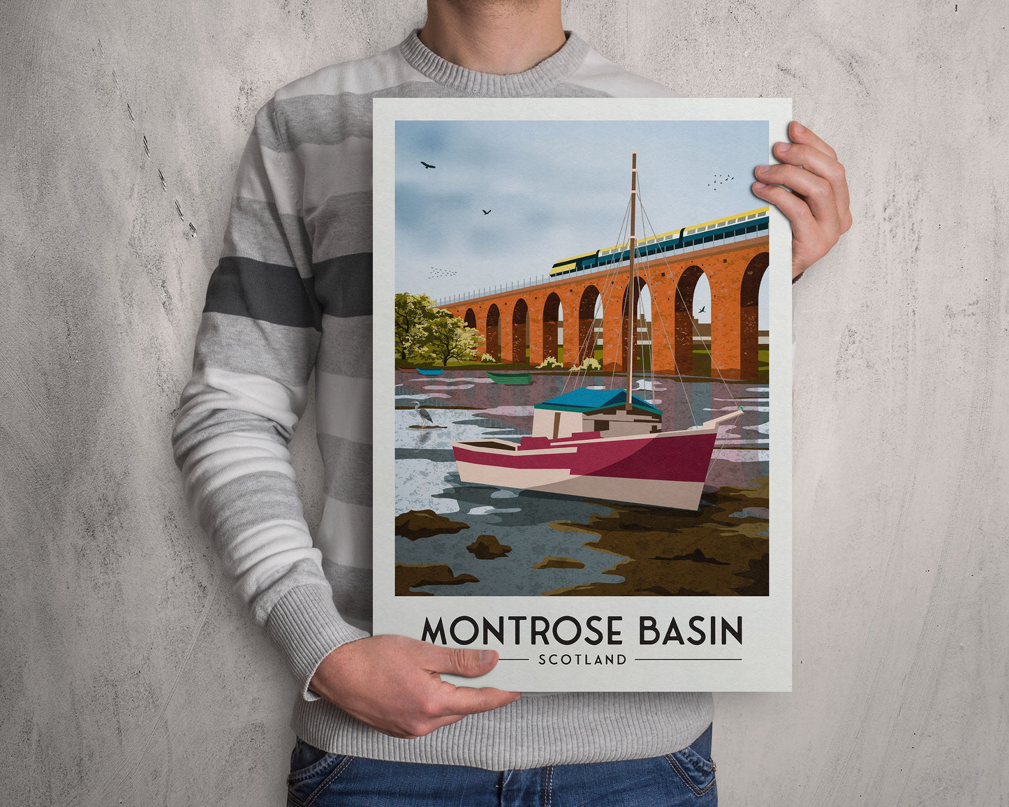 Montrose Basin Travel Poster - South Esk Viaduct - Angus