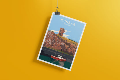 Dunbar Print - Travel Poster - Firth of Forth - Dunbar Harbour - Scottish Wall Art - Scotland Gift