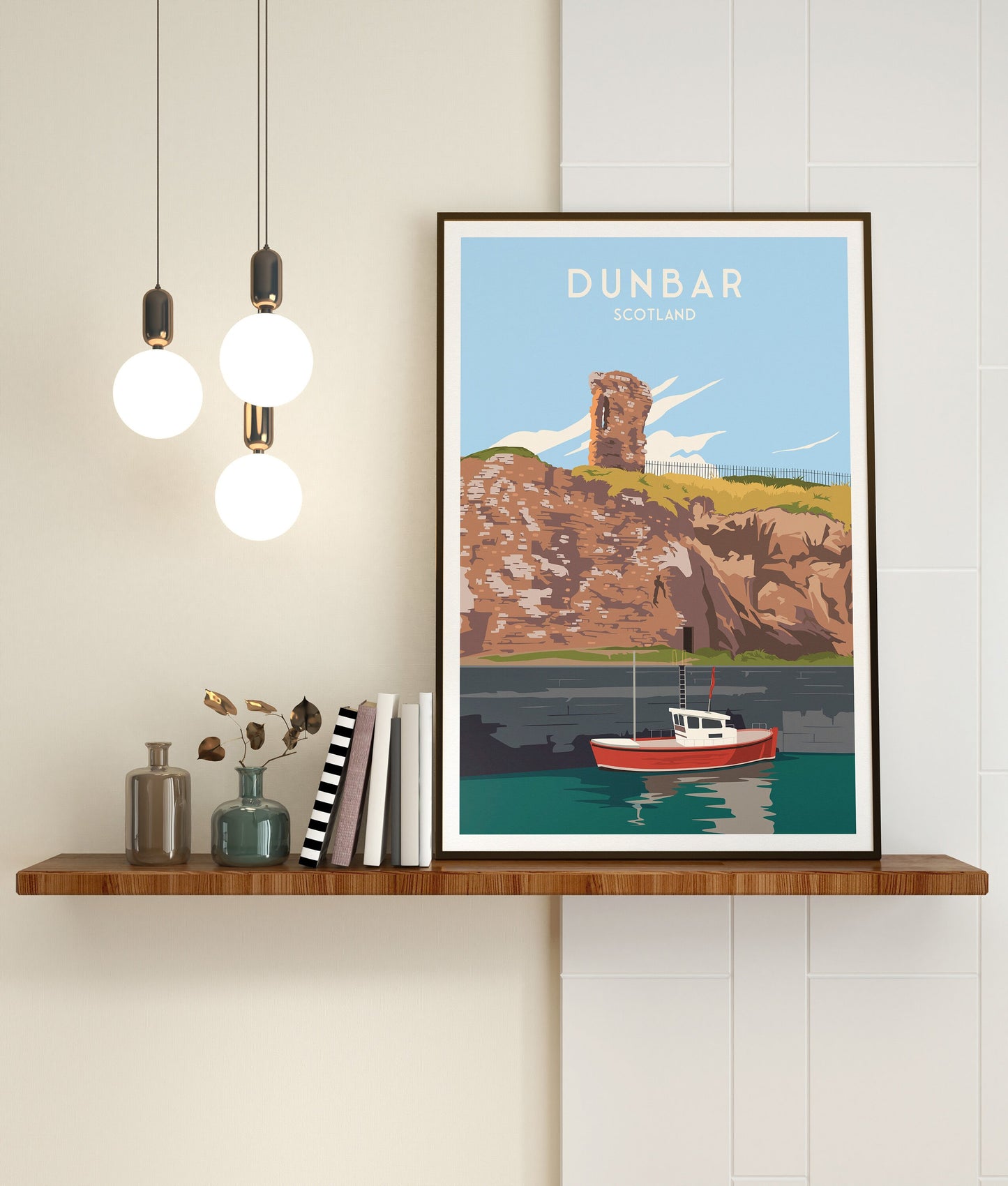 Dunbar Print - Travel Poster - Firth of Forth - Dunbar Harbour - Scottish Wall Art - Scotland Gift