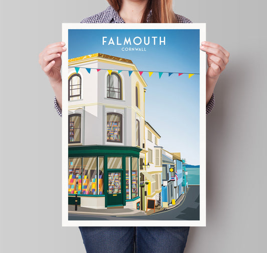Falmouth Print - Cornwall - Quay Street - Art print A3, A2, A1
