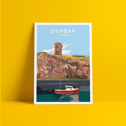 Dunbar Print - Travel Poster - Firth of Forth - Dunbar Harbour - Scottish Wall Art - Scotland Gift