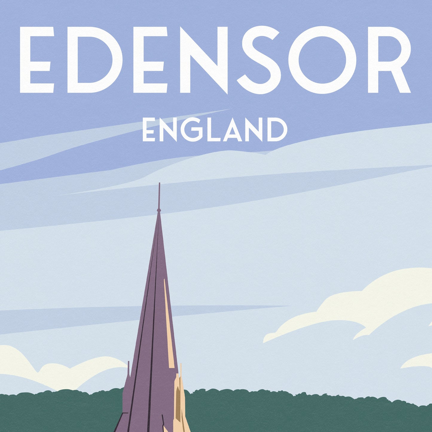 Edensor Print - Travel Poster - Captivating English Countryside Art Print - Bakewell - Derbyshire - England