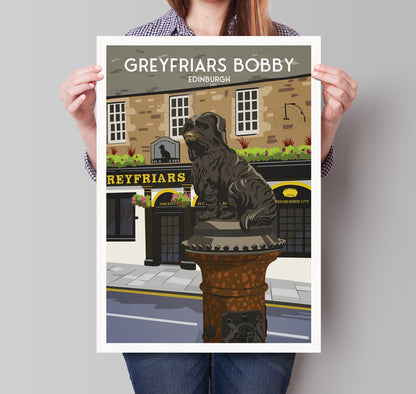 Greyfriars Bobby Print - Edinburgh Travel Poster - Scottish Wall Art