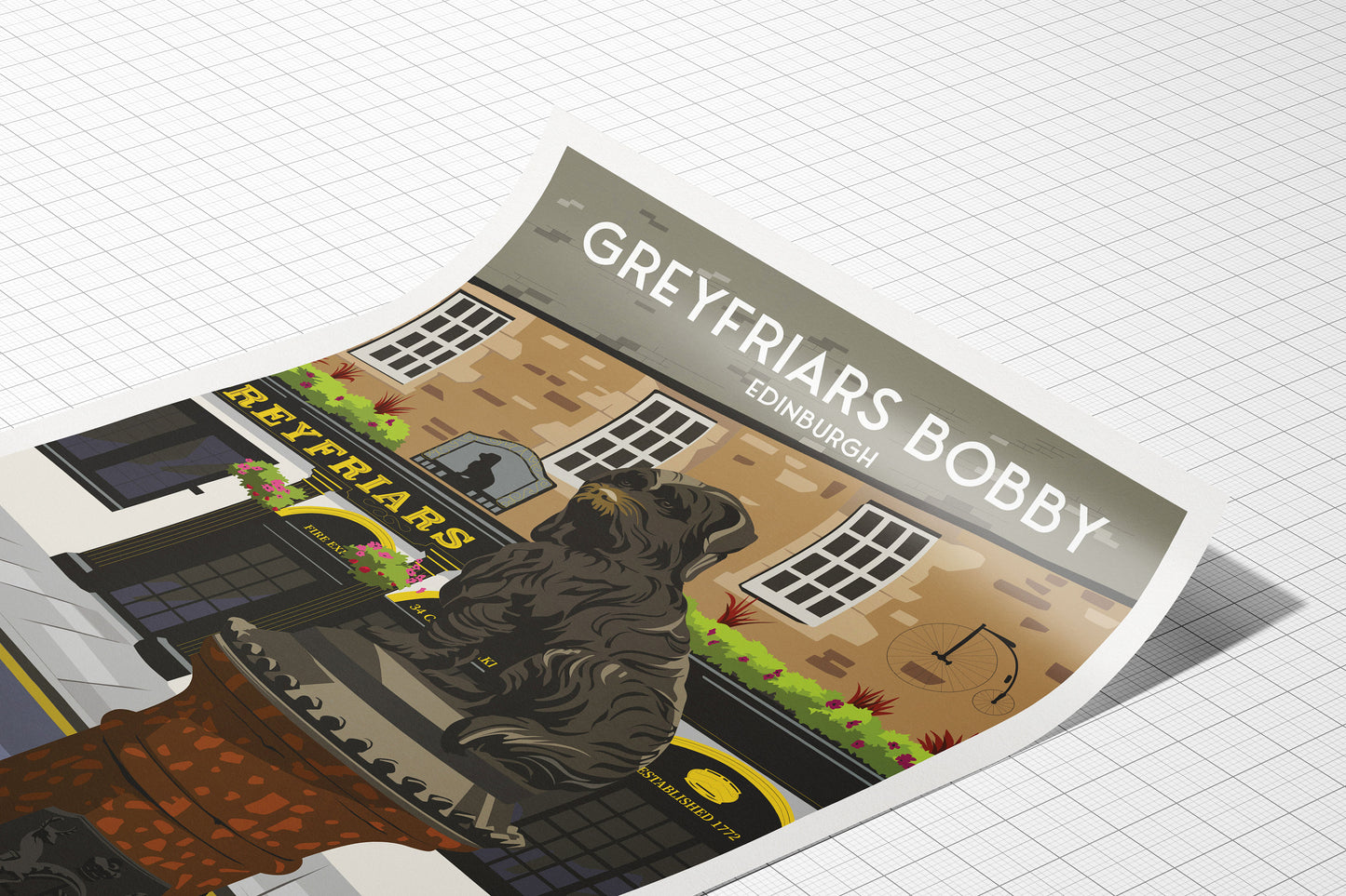 Greyfriars Bobby Print - Edinburgh Travel Poster - Scottish Wall Art