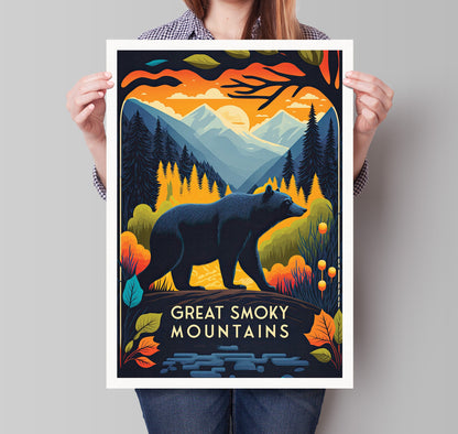 Great Smoky Mountains Print | National Park Travel Poster | The Smokies | America Art | Gift | Birthday Present | Home Decor Artwork