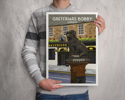 Greyfriars Bobby Print - Edinburgh Travel Poster - Scottish Wall Art