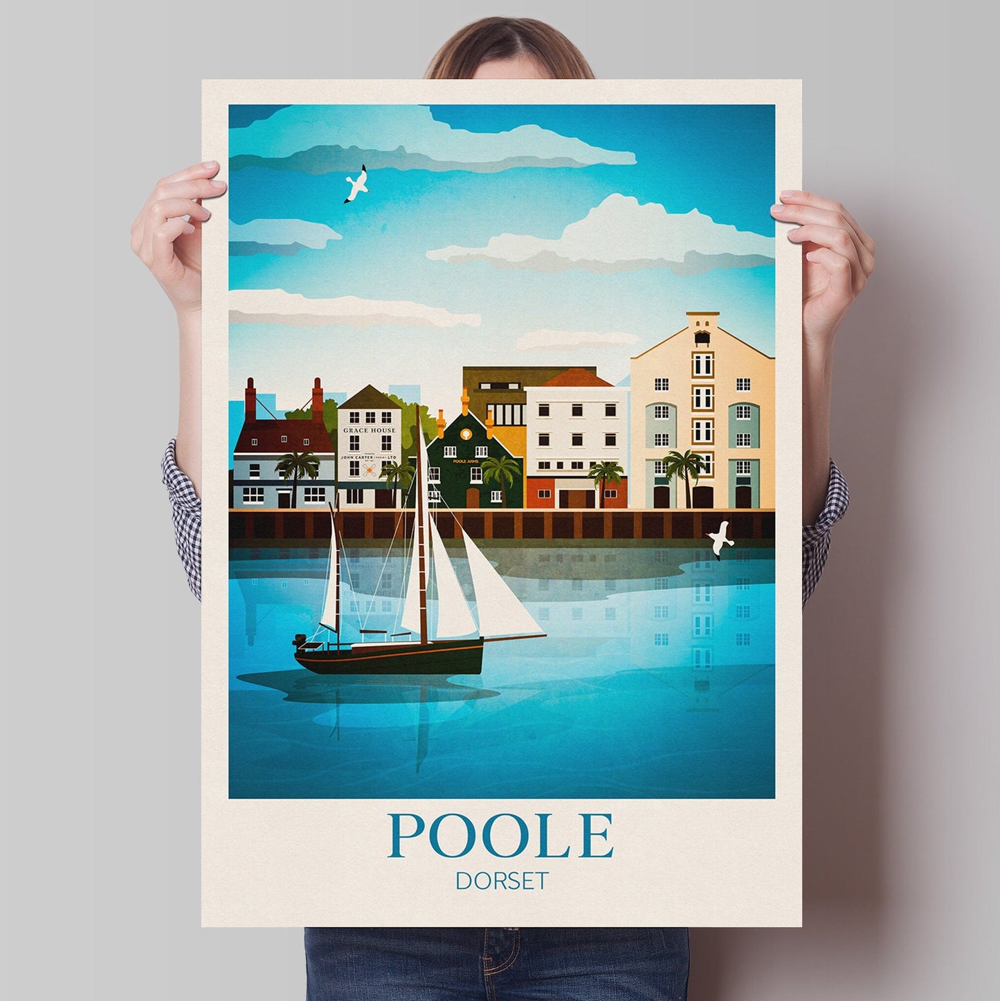 Poole Travel Poster - Dorset Wall Art - England Travel Print