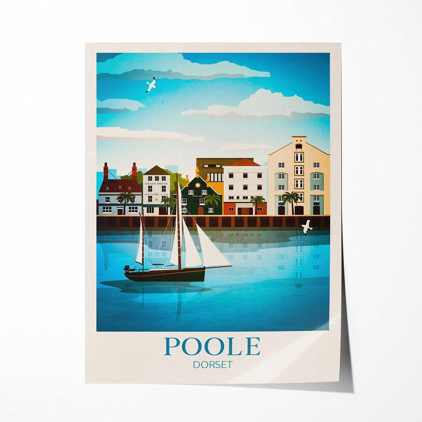 Poole Travel Poster - Dorset Wall Art - England Travel Print