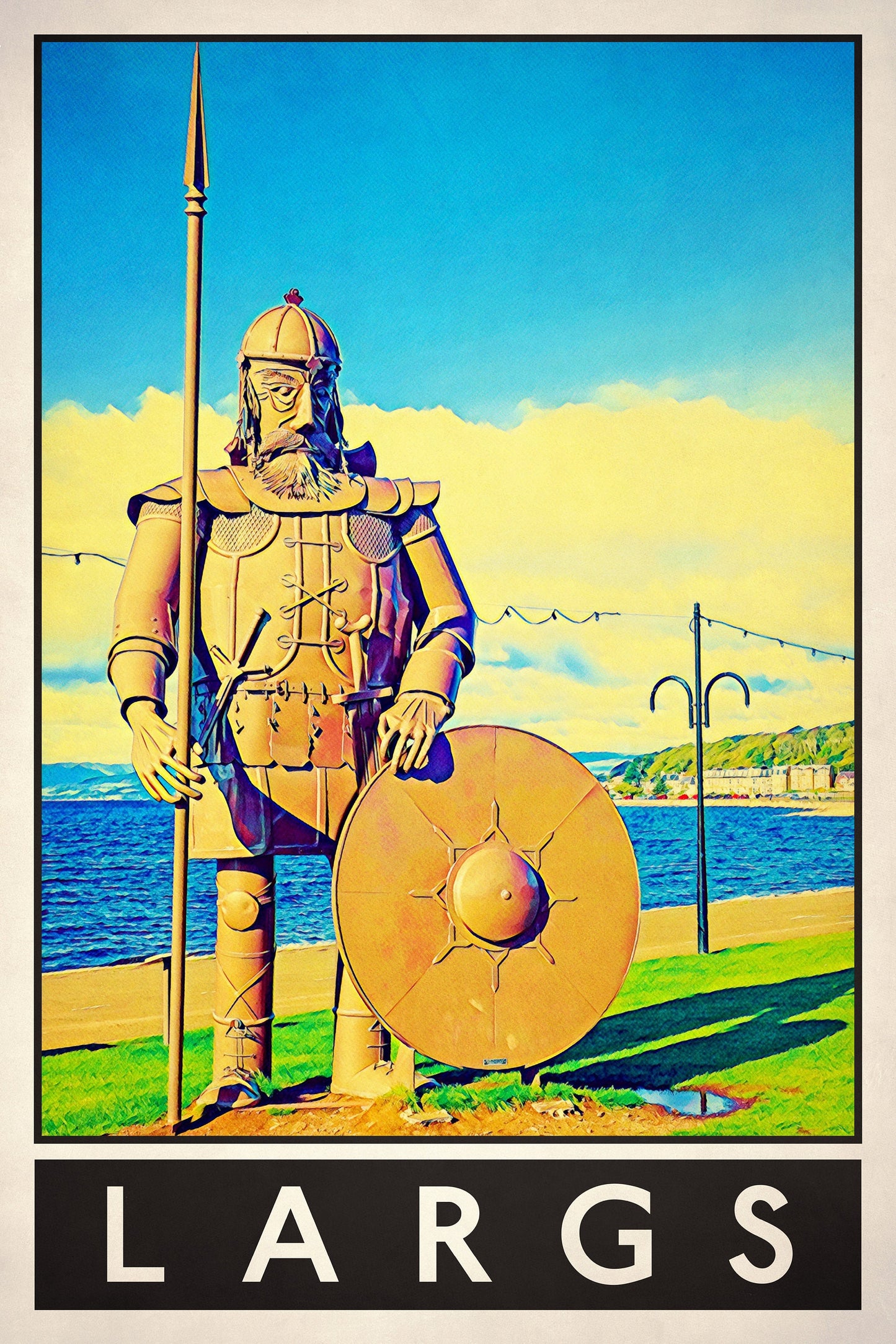 Largs Poster, Magnus the Viking, Ayrshire Travel Poster