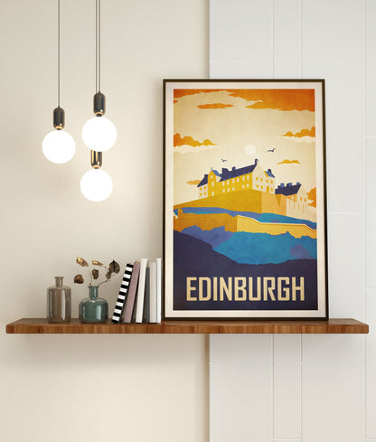 Edinburgh Castle Poster,  Illustrated print of Edinburgh Castle, Scotland, Scottish Gift, Edinburgh Gift, Scottish Print