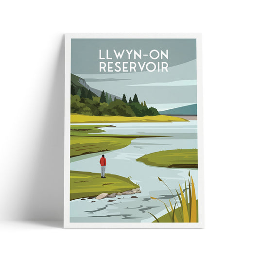 Llwyn-On Reservoir Print - Illustration of Llwyn Onn - Taf Fawr valley - South Wales - Brecon Beacons -  Merthyr Tydfil -  Rhondda Cynon Taf