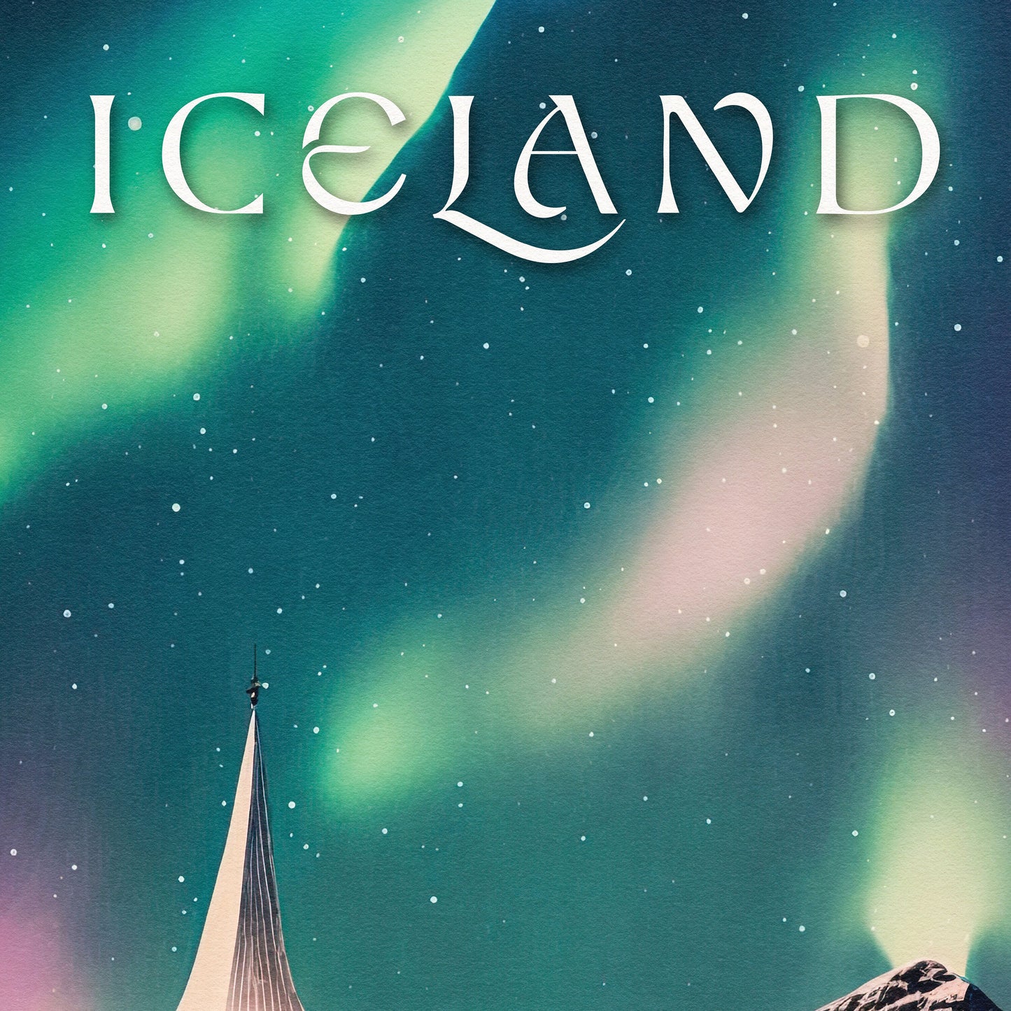 Iceland Print | Northern Lights | Icelandic Travel Poster