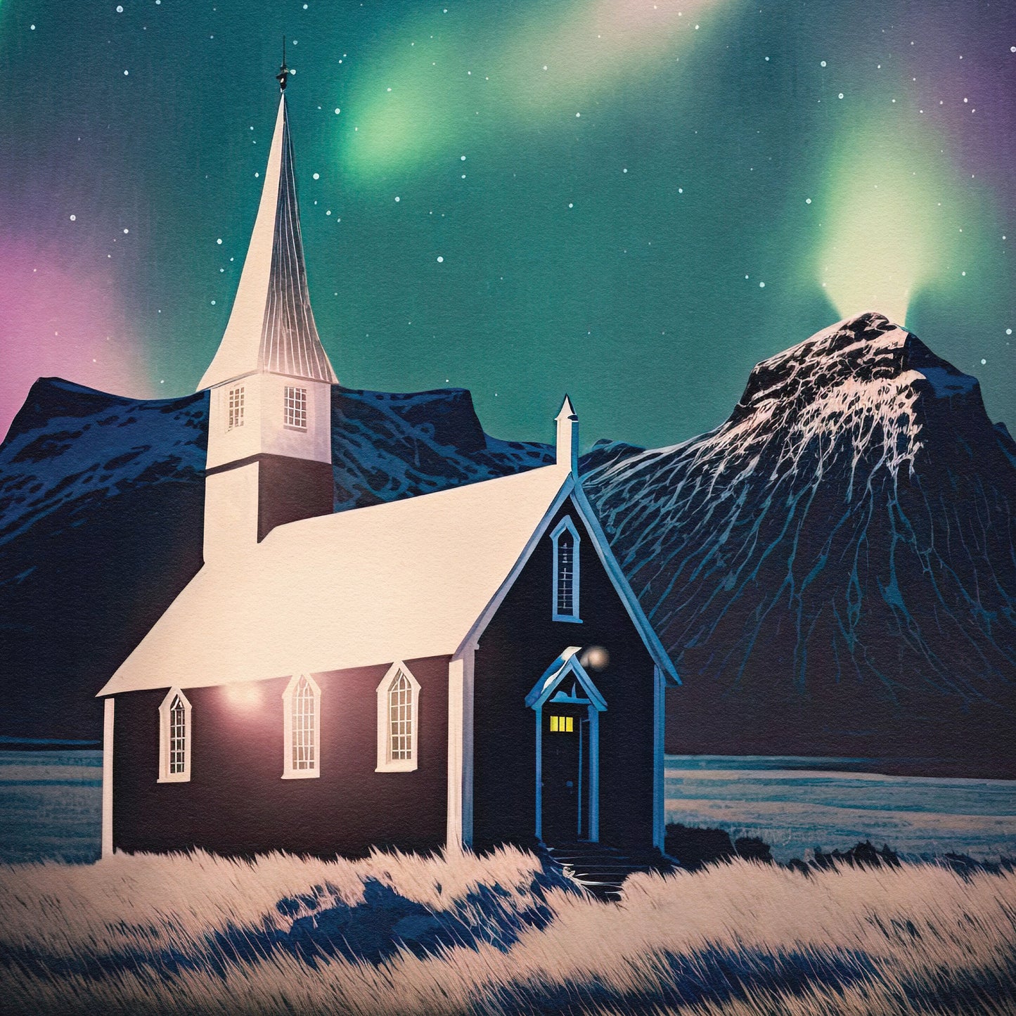 Iceland Print | Northern Lights | Icelandic Travel Poster