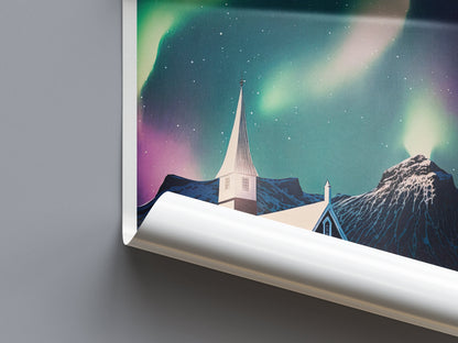 Iceland Print | Northern Lights | Icelandic Travel Poster