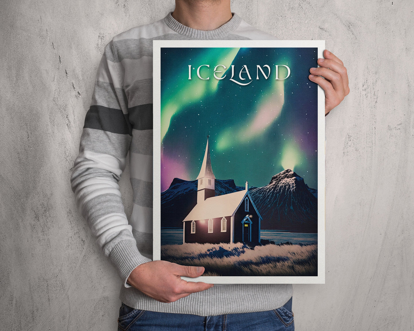 Iceland Print | Northern Lights | Icelandic Travel Poster