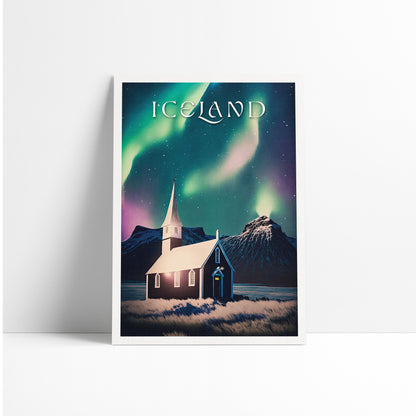 Iceland Print | Northern Lights | Icelandic Travel Poster