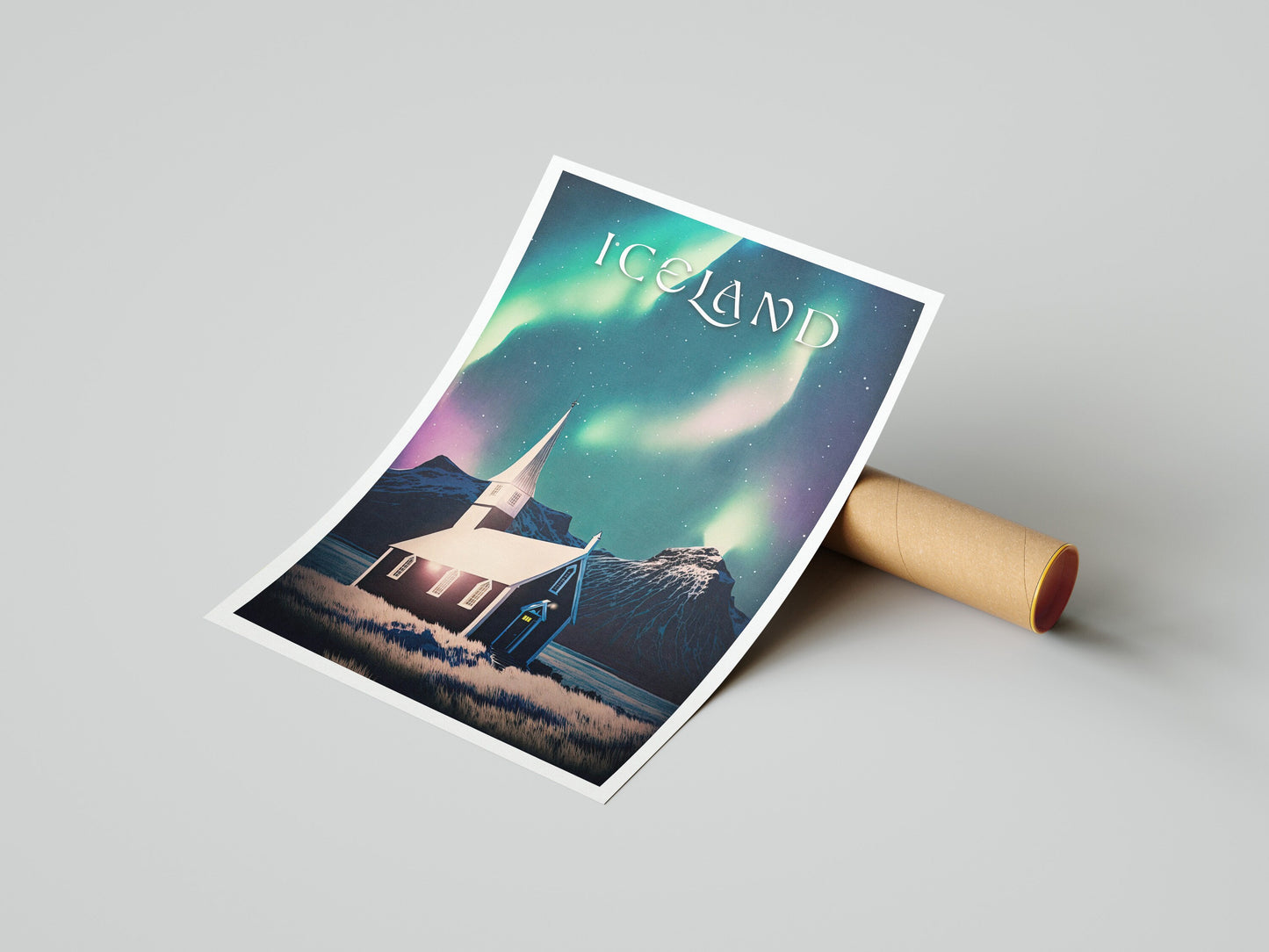 Iceland Print | Northern Lights | Icelandic Travel Poster