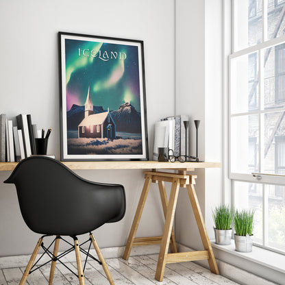 Iceland Print | Northern Lights | Icelandic Travel Poster