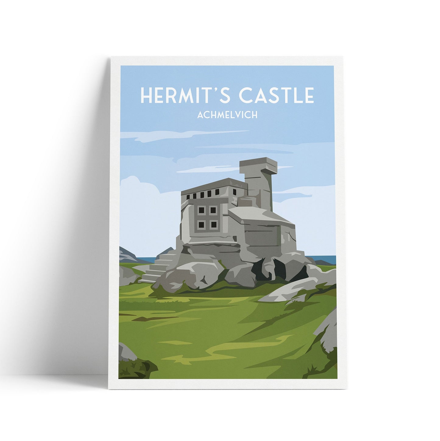 Hermit's Castle Print | Achmelvich | Lairg | Lochinver | NC500 | Scotland | Travel Poster