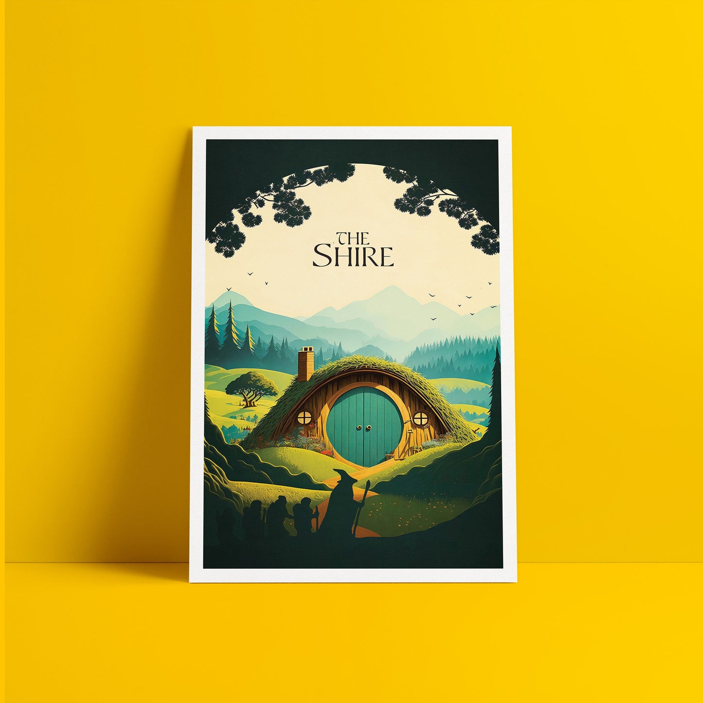 The Shire Travel Poster | Hobbiton Retro Middle-Earth Print | Vintage Travel Poster Art | LOTR