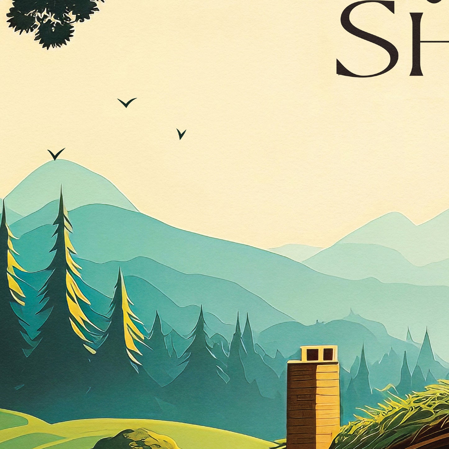 The Shire Travel Poster | Hobbiton Retro Middle-Earth Print | Vintage Travel Poster Art | LOTR