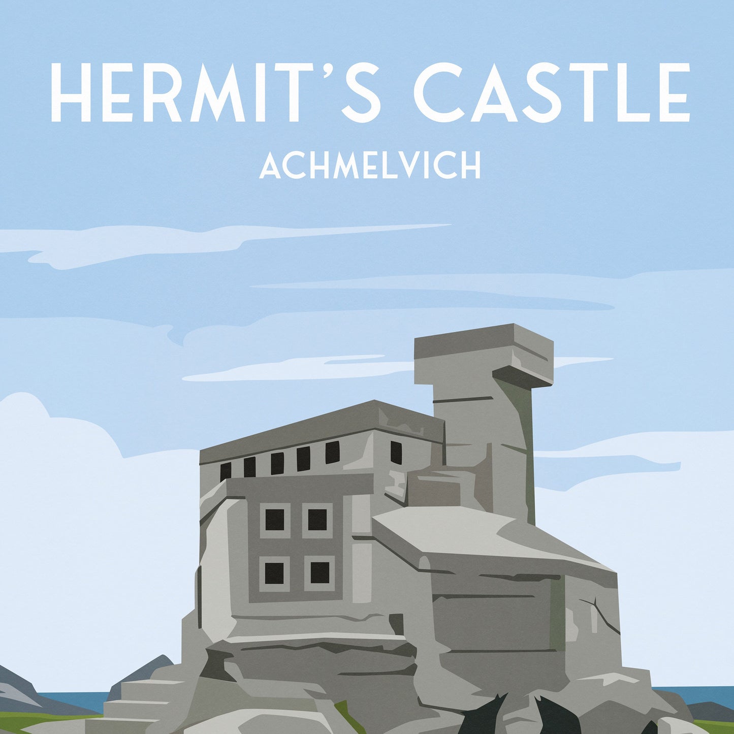 Hermit's Castle Print | Achmelvich | Lairg | Lochinver | NC500 | Scotland | Travel Poster