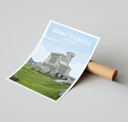 Hermit's Castle Print | Achmelvich | Lairg | Lochinver | NC500 | Scotland | Travel Poster