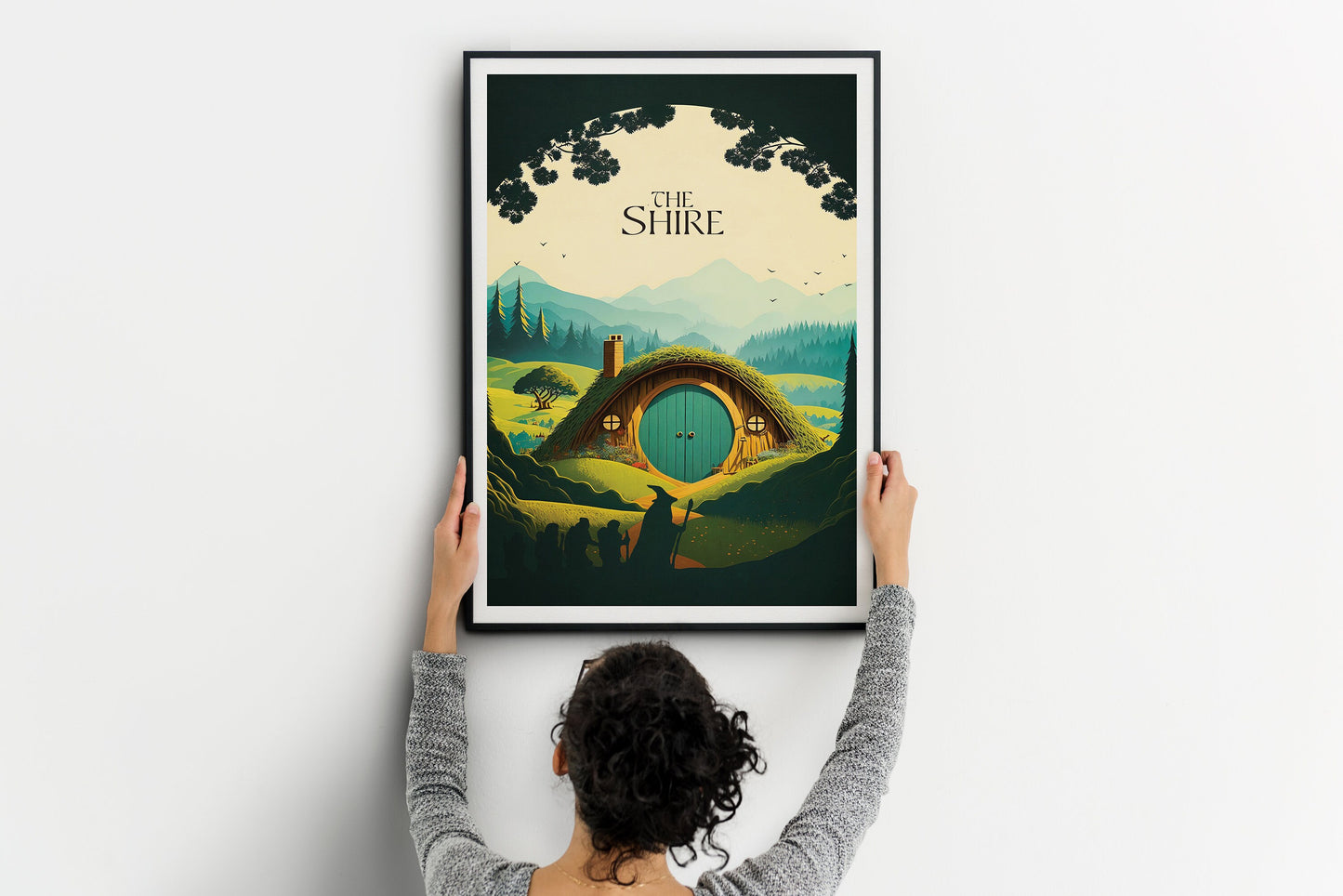 The Shire Travel Poster | Hobbiton Retro Middle-Earth Print | Vintage Travel Poster Art | LOTR