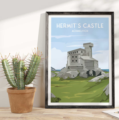 Hermit's Castle Print | Achmelvich | Lairg | Lochinver | NC500 | Scotland | Travel Poster