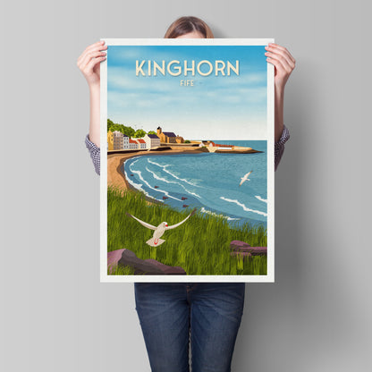 Kinghorn Print - Fife Travel Poster - Kinghorn Harbour - Historic Village - Scottish Wall Art - Historical Scottish Town - East Neuk