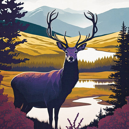 Cairngorms National Park Travel Poster | National Park | Scotland | Cairngorms Print | Scottish Highlands | Stag | Deer | Cairngorms Poster