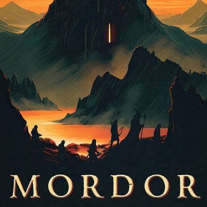 Mordor Travel Poster | Gandalf | Tower of Sauron Middle-Earth Print | Dragon | Gollum  | Fellowship | Vintage Travel Poster Art | LOTR