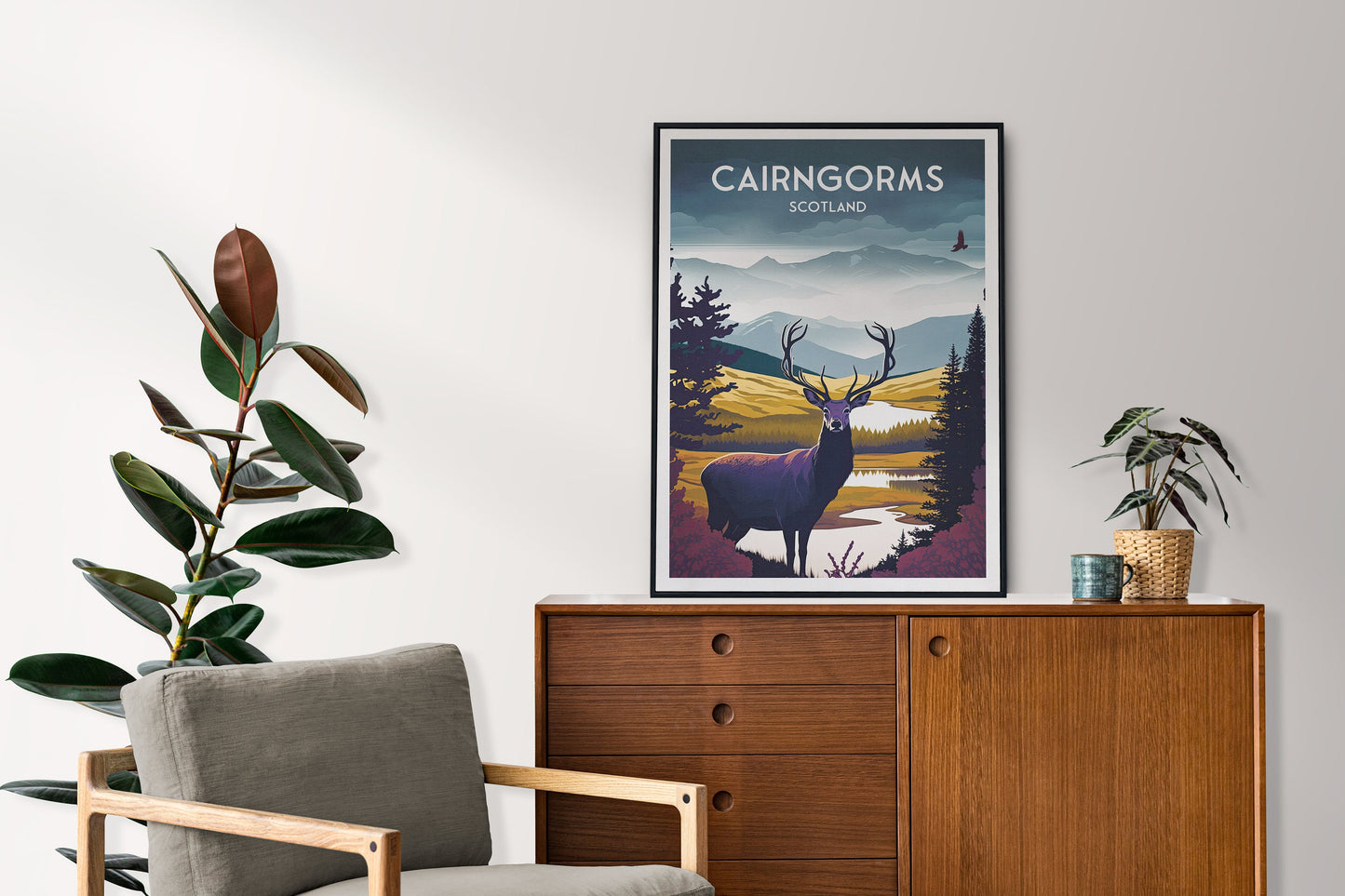 Cairngorms National Park Travel Poster | National Park | Scotland | Cairngorms Print | Scottish Highlands | Stag | Deer | Cairngorms Poster