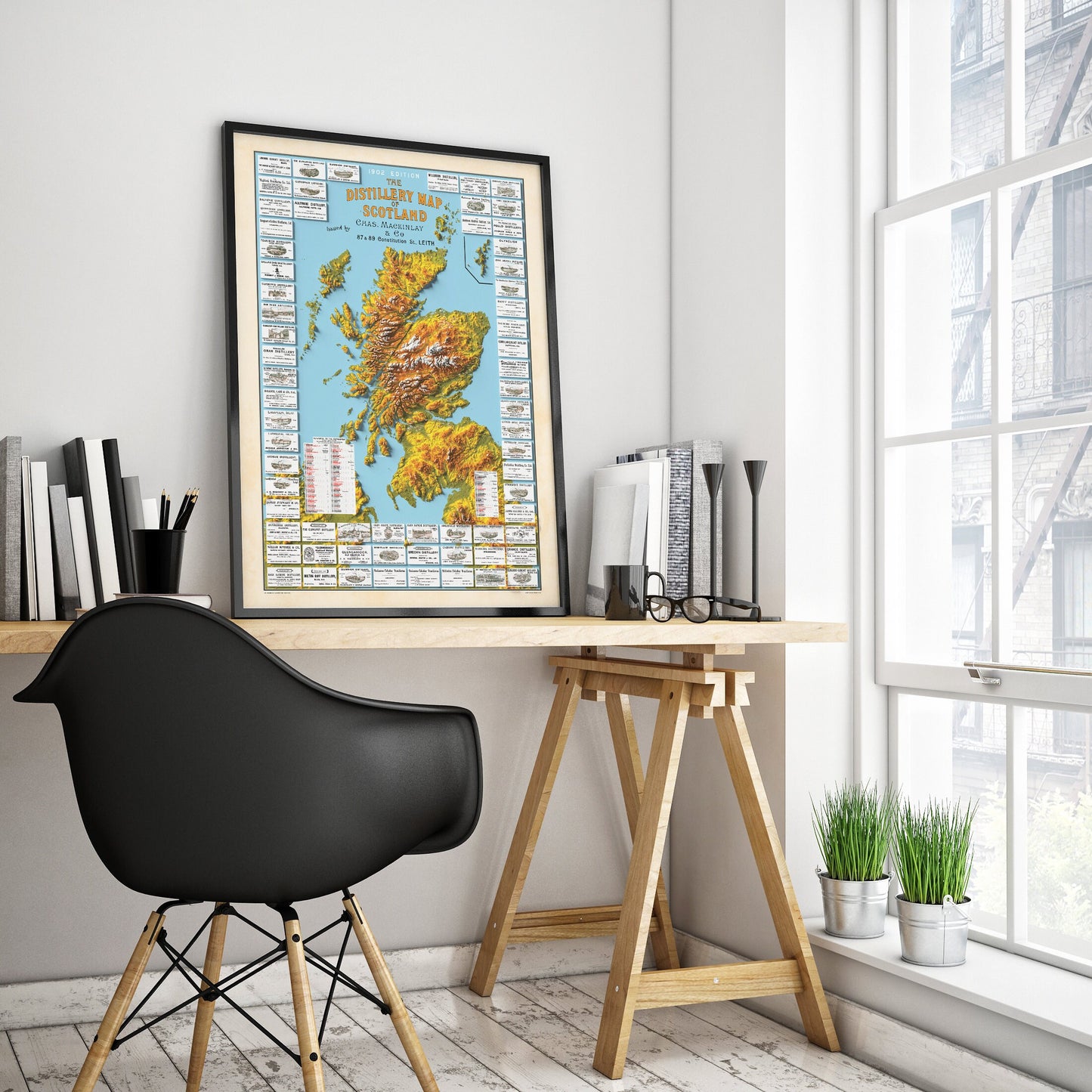 Distillery Map of Scotland -  Scotch Whisky Map - The Scottish Malts - 3D Relief Effect Print, distilleries Poster, Scotland art, whiskey