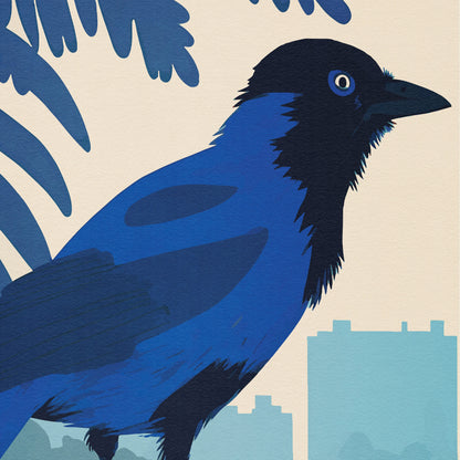 Brazil Print - Azure Jay - Gralha Azul - Cyanocorax caeruleus - Travel Poster - Brazilian Gift - A3, A2, A1