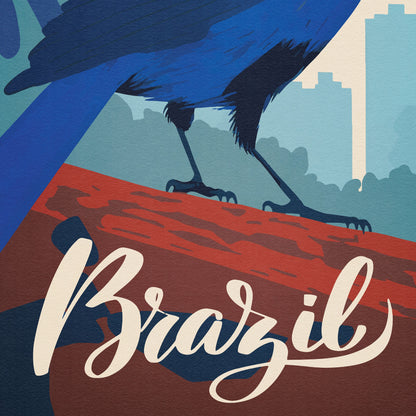 Brazil Print - Azure Jay - Gralha Azul - Cyanocorax caeruleus - Travel Poster - Brazilian Gift - A3, A2, A1