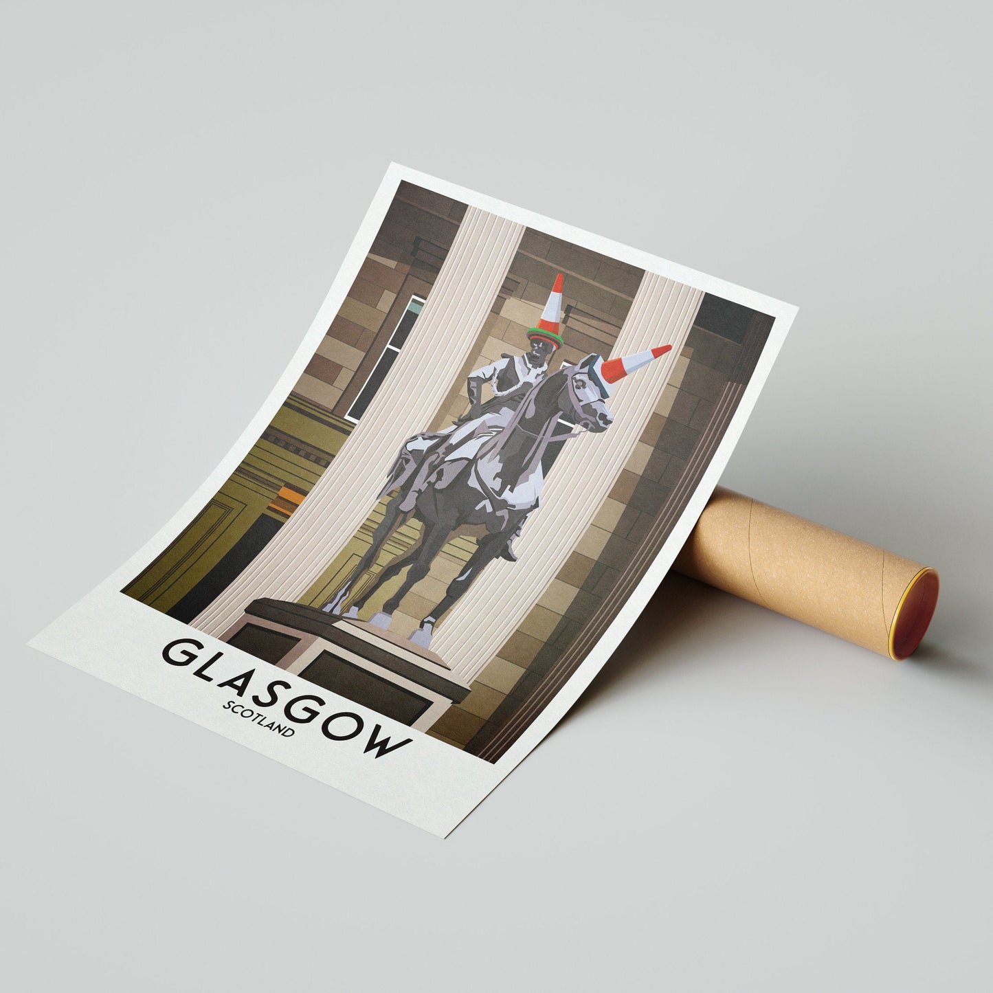 Glasgow Duke of Wellington Statue Poster - Glasgow Print - Scottish Wall Art - Historical Landmark - Traffic Cone Statue