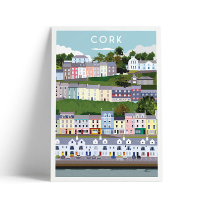 Cork Print featuring Colourful Houses - Co Cork - Ireland Travel Poster - Irish Art - Wall Art - Wedding gift