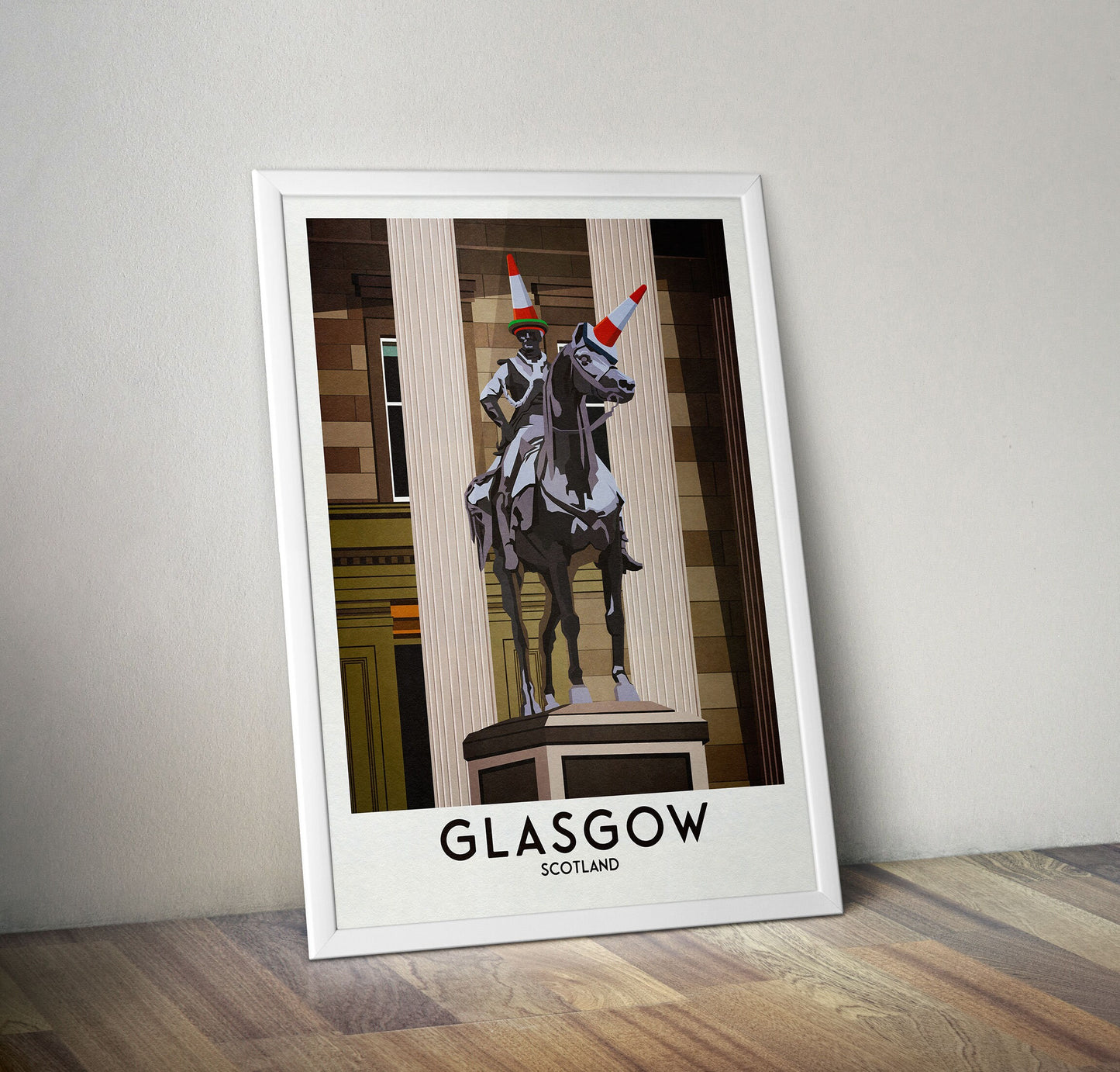 Glasgow Duke of Wellington Statue Poster - Glasgow Print - Scottish Wall Art - Historical Landmark - Traffic Cone Statue