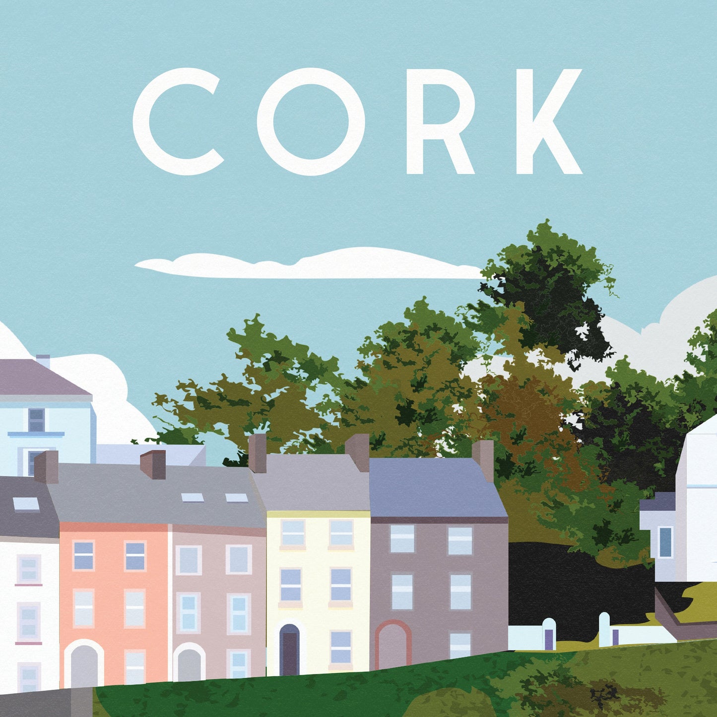 Cork Print featuring Colourful Houses - Co Cork - Ireland Travel Poster - Irish Art - Wall Art - Wedding gift