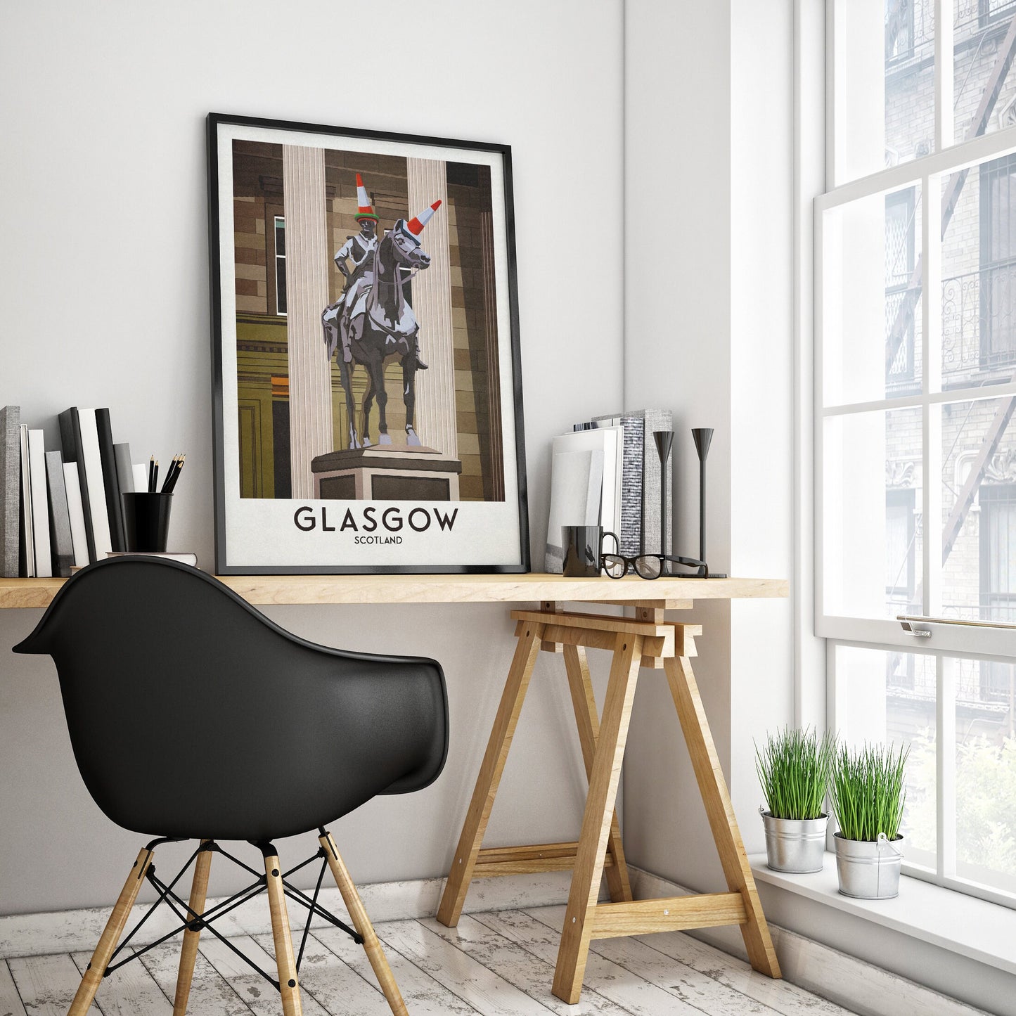 Glasgow Duke of Wellington Statue Poster - Glasgow Print - Scottish Wall Art - Historical Landmark - Traffic Cone Statue