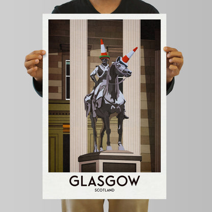 Glasgow Duke of Wellington Statue Poster - Glasgow Print - Scottish Wall Art - Historical Landmark - Traffic Cone Statue