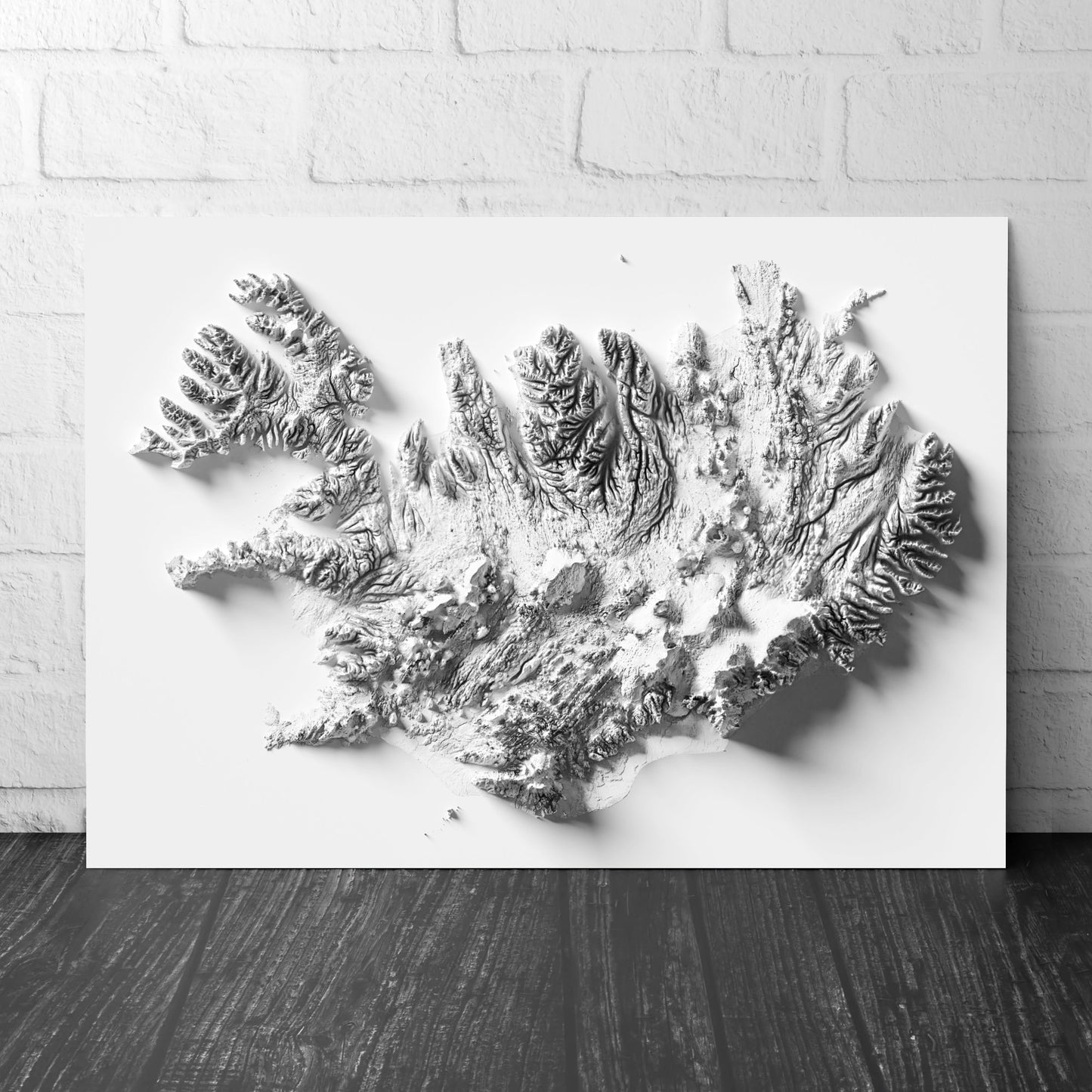 Iceland Art Relief Map - 2D Black and White Print - Iceland Geology  - Shaded Relief Map - retro map - kopavogur - Reykjavik - Icelandic Art