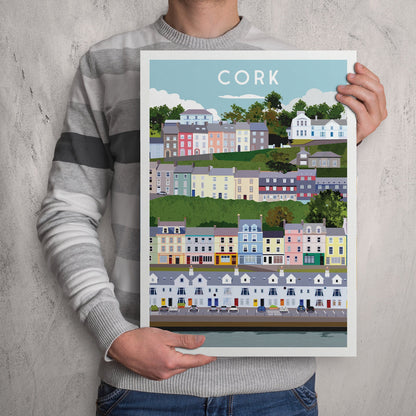 Cork Print featuring Colourful Houses - Co Cork - Ireland Travel Poster - Irish Art - Wall Art - Wedding gift