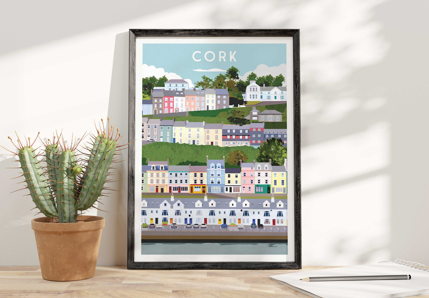 Cork Print featuring Colourful Houses - Co Cork - Ireland Travel Poster - Irish Art - Wall Art - Wedding gift