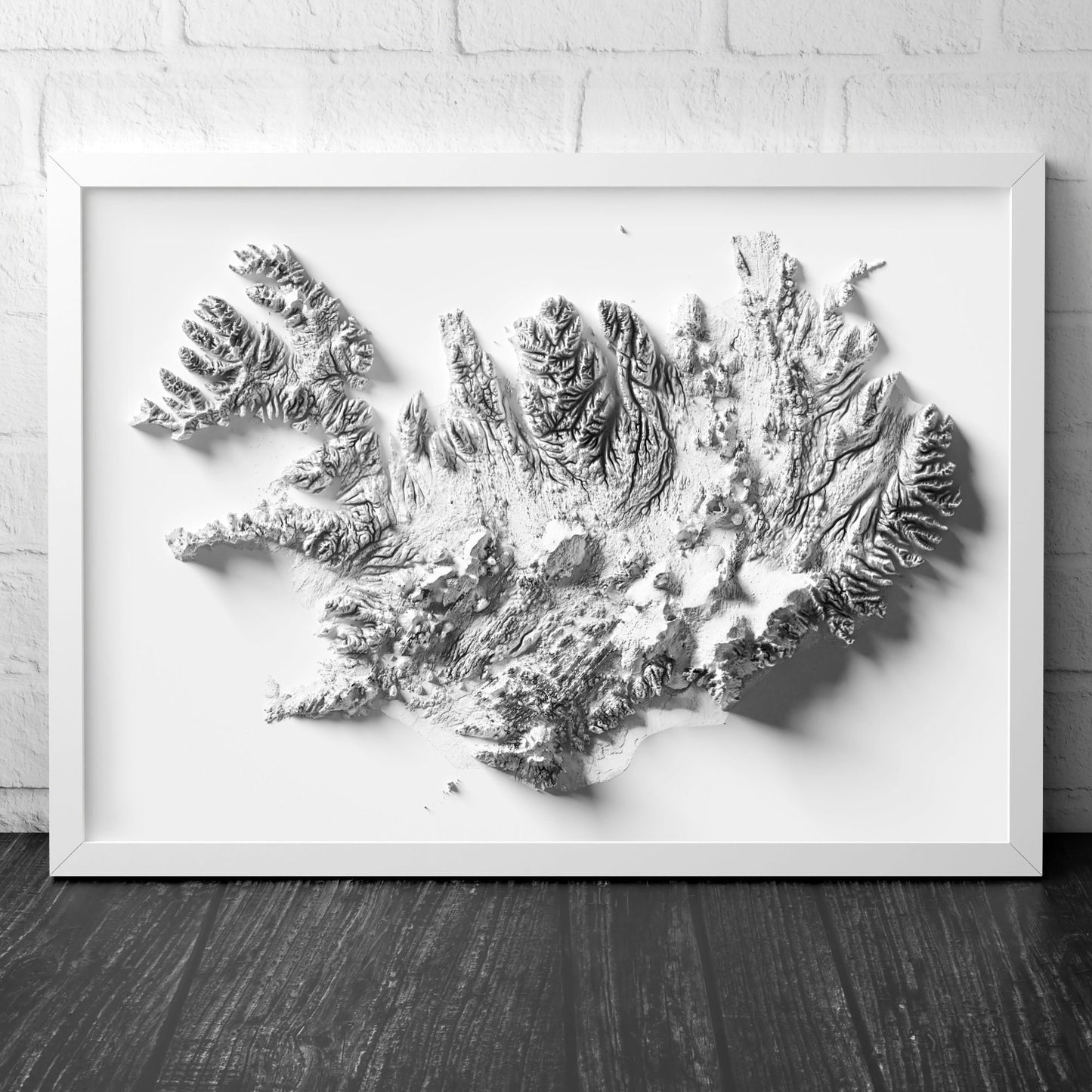 Iceland Art Relief Map - 2D Black and White Print - Iceland Geology  - Shaded Relief Map - retro map - kopavogur - Reykjavik - Icelandic Art