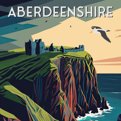 Aberdeenshire Print - Dunnottar Castle Art - Stonehaven Travel Poster - Wedding gift - Birthday present