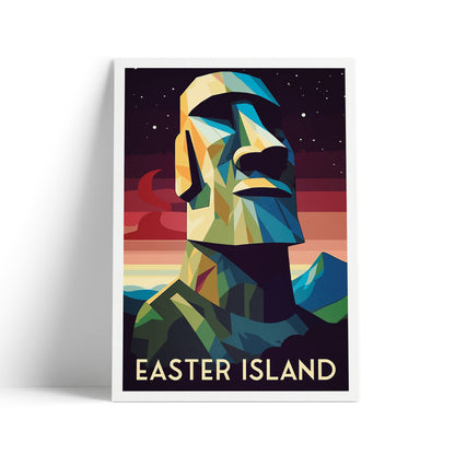 Easter Island Print | Moai statues | Rapa Nui | Travel Poster | Birthday Gift | Home Decor Artwork