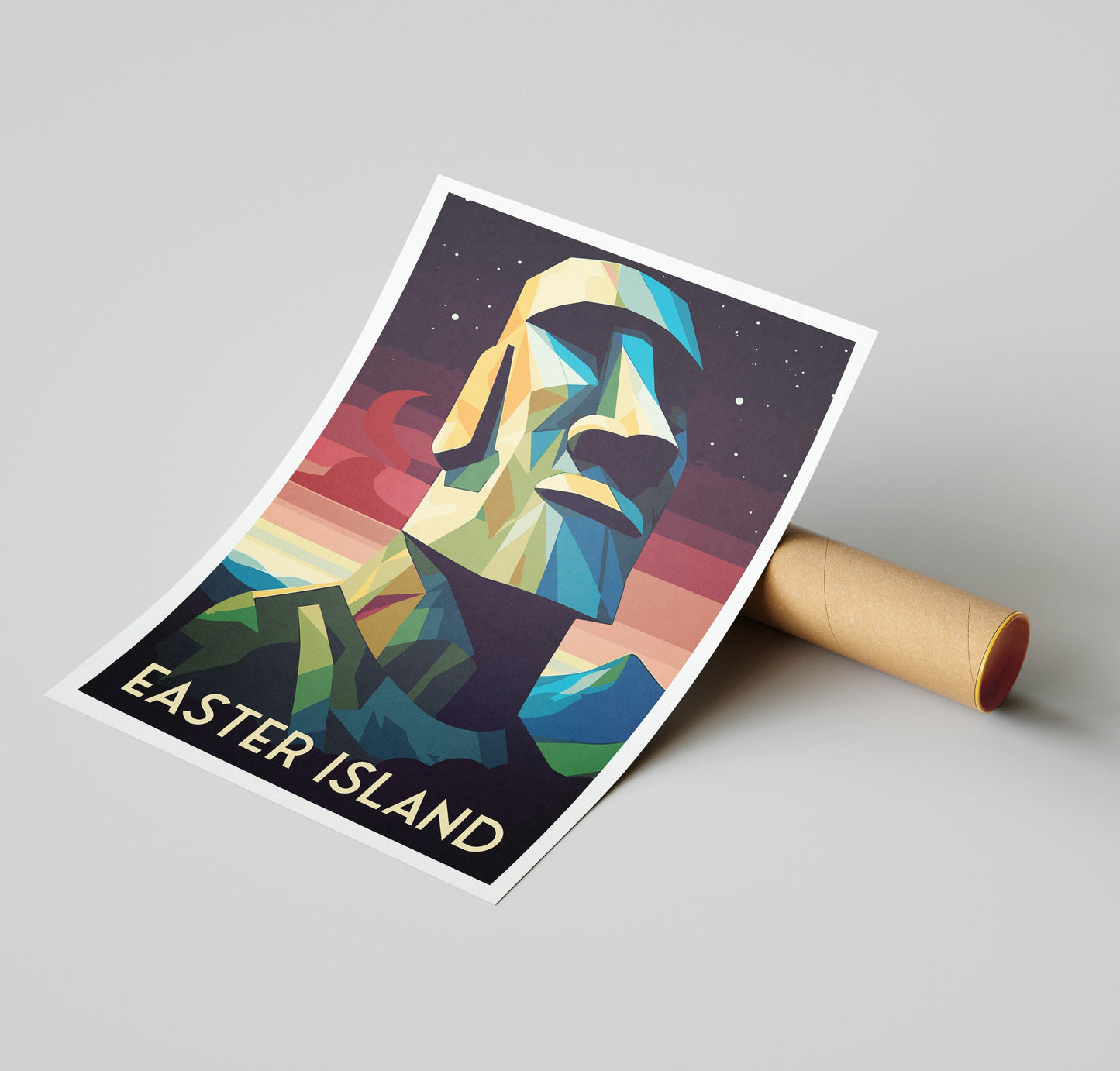 Easter Island Print | Moai statues | Rapa Nui | Travel Poster | Birthday Gift | Home Decor Artwork